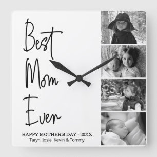 Best mam Ever Moederdag Black and White Photo Vierkante Klok