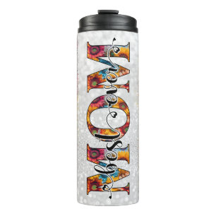 Best mam Ever Red Yellow Floral Thermosbeker