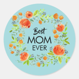 Best Mam Ever Waterverf Floral Stickers