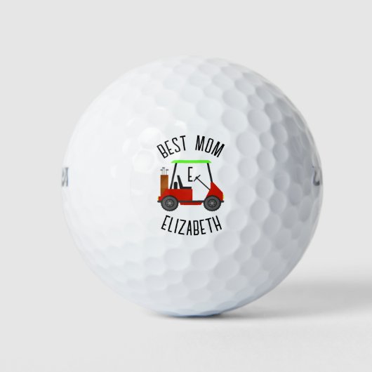 Best mam Golf Cart Moederdag Custom Monogram Golfballen (Voorkant)