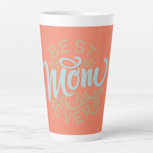 Best mam in Word Art Latte Mok (Voorkant)