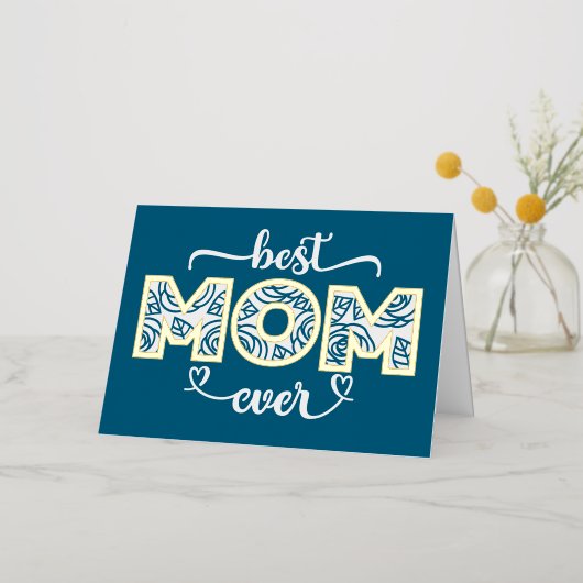 Best mam Moederdag Folie Feestdagenkaart (Goud Bloem)