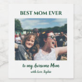 Best mam ooit aangepaste foto Moederdag Wijn Etiket (Enkel label)