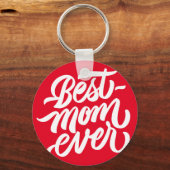 Best mam ooit handgeschreven script Typografie Red Sleutelhanger (Voorkant)