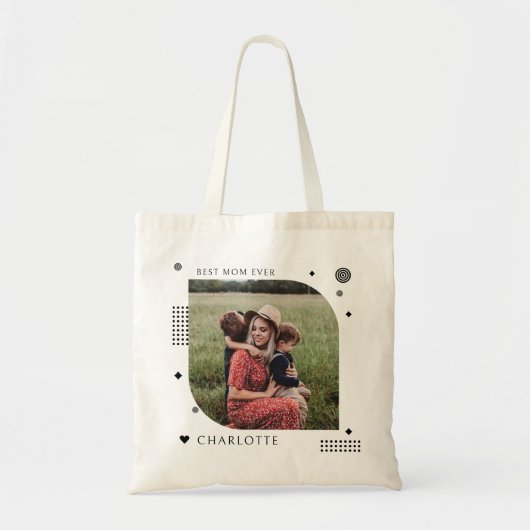 Best mam ooit naam foto Trendy Simple Modern Tote Bag (Voorkant)