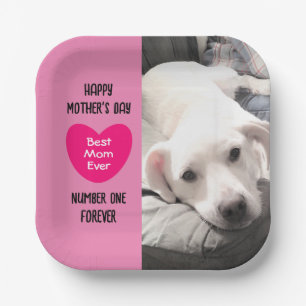 Best mam ooit puppy dog roze hart 1 foto papieren bordje