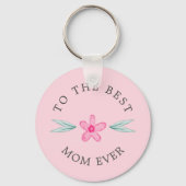 Best mam ooit roze Floral Moederdag Sleutelhanger (Voorkant)