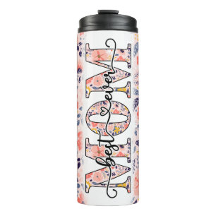 Best mam ooit roze Floral Thermosbeker