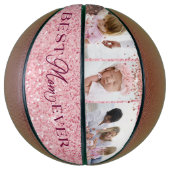 Best mam ooit roze glitter Photo Collage Basketbal (Verticaal)