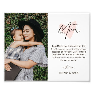 Best mam ooit roze hartlijnbericht foto afdruk