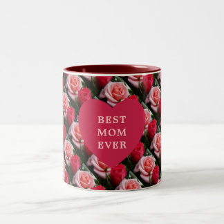 Best mam ooit roze roze roodroze patroonhars tweekleurige koffiemok