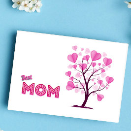 Best mam ooit roze Waterverf Boom van de Liefde Kaart