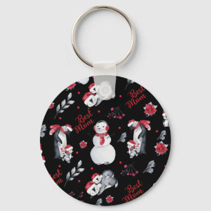 Best mam Penguin kerstpatroon Sleutelhanger