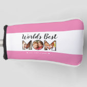 Best Mam Quote 3 Foto Collage Names Pink Golfheadcover (Voorkant)