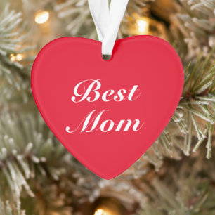 Best mam red klassiek script elegant schattig hart ornament