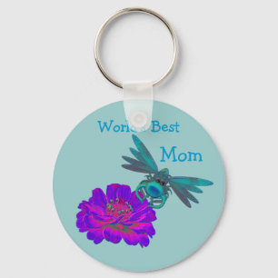 Best mam Whimsical Dragonfly Flower Sleutelhanger