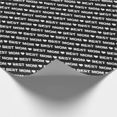 Best mam White op zwart omslagpapier Cadeaupapier (Hoek)