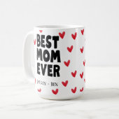 Best Maman Ever Kids Noms Fête des Mères Café Mug (Devant gauche)