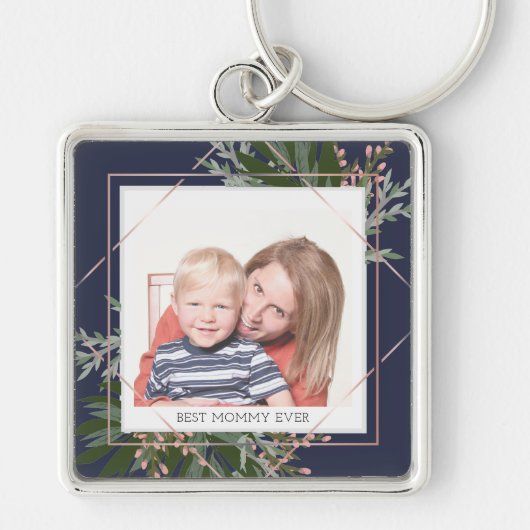 Best mammie Moederdag Floral - Aangepaste foto Sleutelhanger (Voorkant)