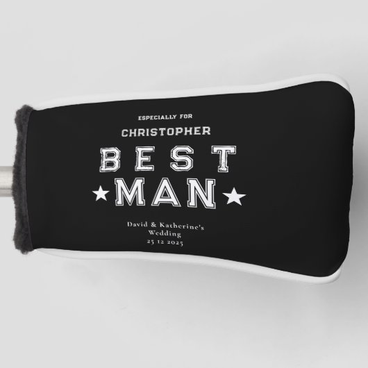 Best Man Appreciation Gift Black Golfheadcover (Voorkant)