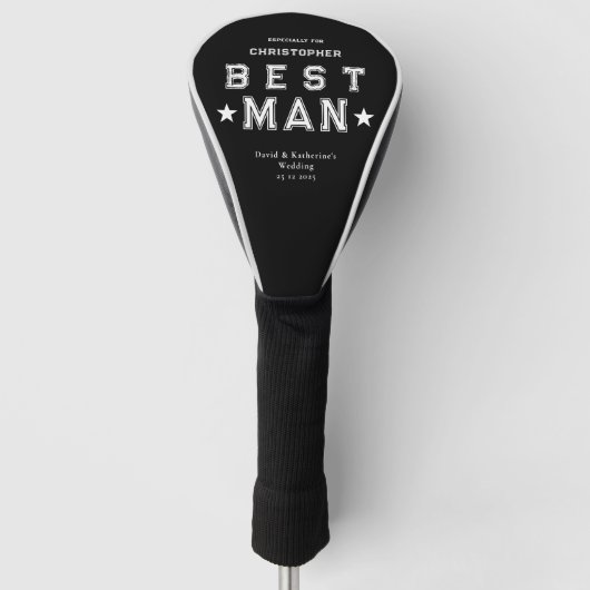 Best Man Appreciation Gift Black Golfheadcover (Voorkant)