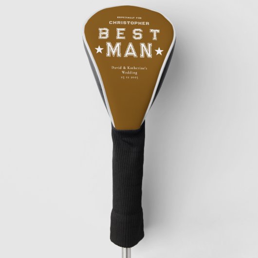 Best Man Appreciation Gift Brown Golfheadcover (Voorkant)