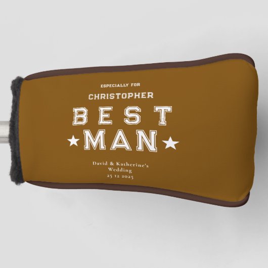Best Man Appreciation Gift Brown Golfheadcover (Voorkant)