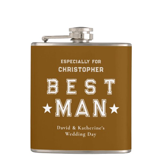 Best Man Appreciation Gift Brown Heupfles (Voorkant)