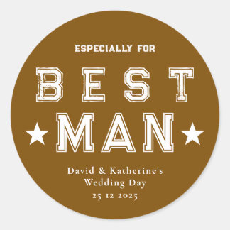 Best Man Appreciation Gift Brown Ronde Sticker