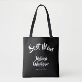 Best Man Black Bold Script Weddenschap Swag Draagtas (Voorkant)