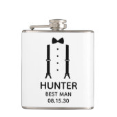 Best Man Black Bow Stropdas Heupfles (Voorkant)