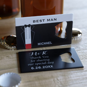 Best Man Black Tuxedo Credit Kaart Bottle Opener Kredietkaart Flessenopener