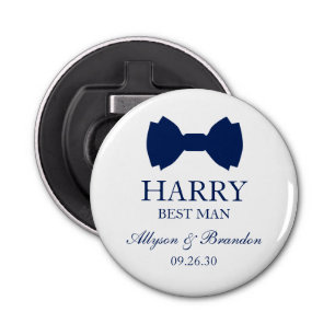 Best Man Blue Bow Stropdas Button Flesopener