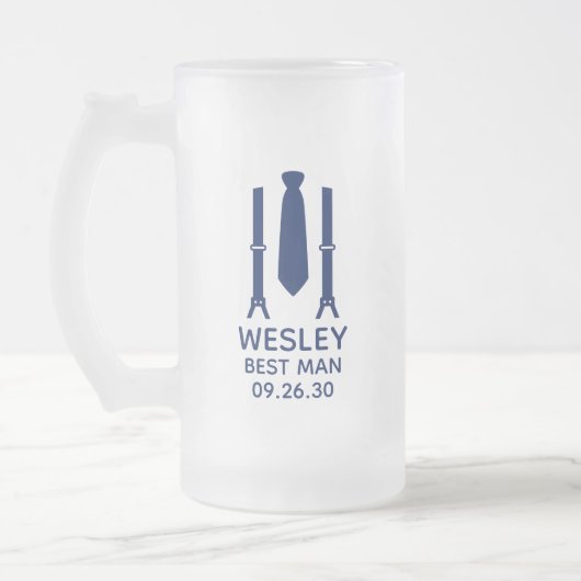 Best Man Blue Stropdas Matglas Bierpul (Links)