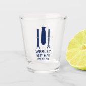 Best Man Blue Stropdas Shot Glas (Voorkant)
