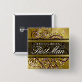 BEST MAN Boho Paarse Spirals Gold Wedding Button (Voorkant /achterkant)