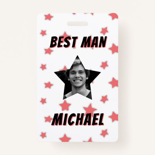 Best Man Custom Photo in Star Wedding Badge (Voorkant)