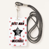 Best Man Custom Photo in Star Wedding Badge (Voorkant met draagriem)