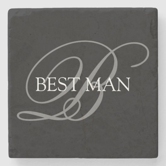 Best Man Elegant Monogram Stenen Onderzetter (Voorkant)