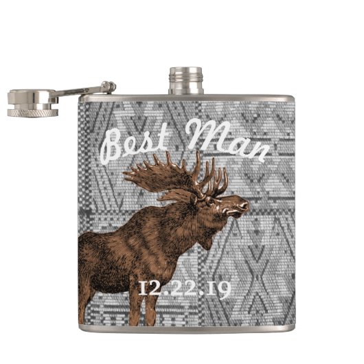 Best Man Flask Moose Heupfles (Geopend)