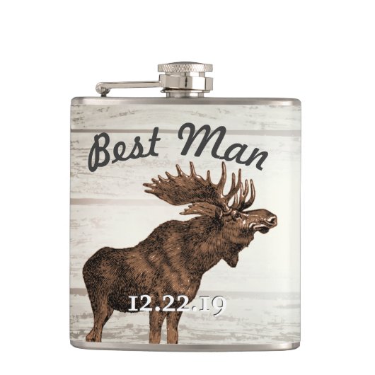 Best Man Flask  Moose Heupfles (Voorkant)