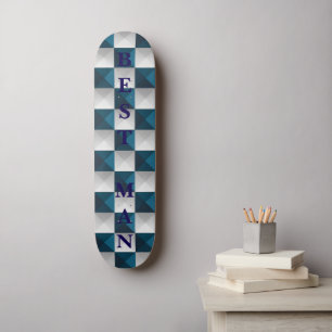 BEST MAN Geometrisch Patroon Blauw Zilver Skateboa Skateboard