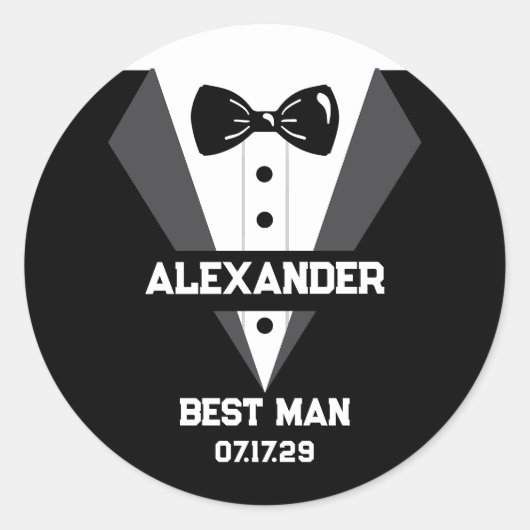Best Man Gift met aangepaste naam en trouwdatum Ronde Sticker (Voorkant)