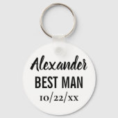Best Man Gift Modern Typography Elegant Wedding Sleutelhanger (Achterkant)