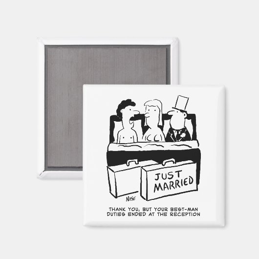 Best Man Gift - Weddenschap met Bride & Groom Magneet (Voorkant / Achterkant)