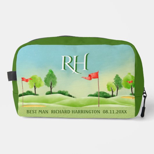 BEST MAN Golf Thema Course Groenen Monogram Naam Toilettasje (Voorkant)