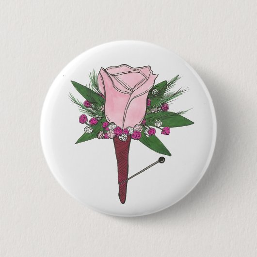 Best Man Groom Roos Wedding Boutonniere Button (Voorkant)