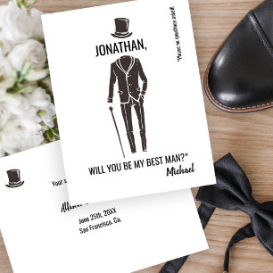 Best Man Groomsman grappig elegant voorstel Briefkaart