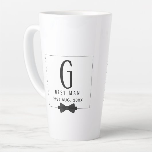 Best Man Groomsman Monogrammed Bow Stropdas Dank j Latte Mok (Linkerhoek)