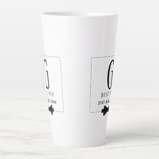 Best Man Groomsman Monogrammed Bow Stropdas Dank j Latte Mok (Voorkant)